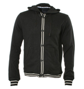Armani Black and White Buttoned Hooded Sweatshirt