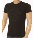 Black Cotton T-Shirt with Large Dark Grey Design