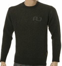 Armani Black Fleck Round Neck Wool Sweater