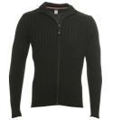 Black Full Zip Ribbed Sweater