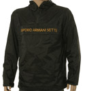 Armani Black Hooded Overhead Jacket With Yellow Logo