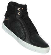 Armani Black Leather and Suede Hi Trainers