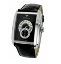 Armani Black Leather Automatic Watch