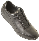 Black Leather Trainer Shoes