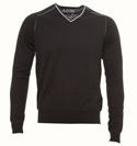 Armani Black Lightweight V Neck Sweater