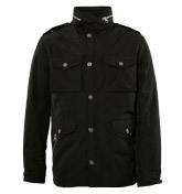 Armani Black Long Length Hooded Jacket