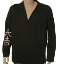 Armani Black Open Neck Lightweight Cotton Shirt