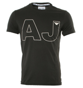 Armani Black T-Shirt with Outlined Logo