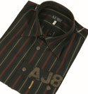 Armani Black with Red Check Long Sleeve Cotton Shirt