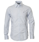 Armani Blue and Red Stripe Long Sleeve Shirt