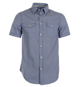 Armani Blue and White Small Check Shirt