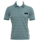Armani Blue and White Stripe Polo Shirt
