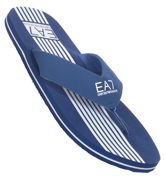 Armani Blue and White Striped Flip Flops