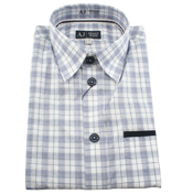 Armani Blue Check Long Sleeve Shirt