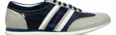 Armani Blue/Grey Leather Trainers