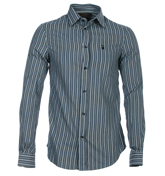 Armani Blue, Light Blue and Cream Stripe Shirt