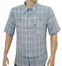 Armani Blue Linen Short Sleeve Shirt
