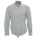 Armani Blue Long Sleeve Grandad Shirt