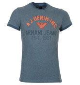 Blue T-Shirt with Orange Logo