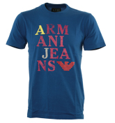 Armani Blue T-Shirt with Printed Design
