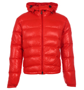 Armani Bright Red Padded Hooded Jacket