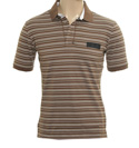 Brown and White Stripe Polo Shirt