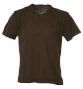 Armani Brown V-Neck T-Shirt