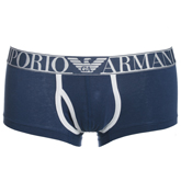 Armani China Blue and White Stretch Cotton Boxer