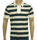 Armani Dark Aqua and Cream Stripe Polo Shirt