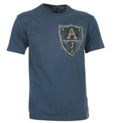 Armani Dark Blue T-Shirt with Large Printed Logo