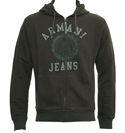 Armani Dark Brown Full Zip Hooded Sweatshirt