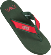 Dark Green and Red Flip Flops