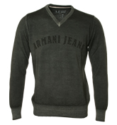 Armani Dark Green V-Neck Sweater