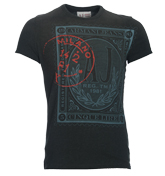 Dark Grey T-Shirt with Printed Design