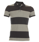 Armani Dark Indigo and Grey Pique Polo Shirt