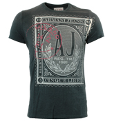 Armani Dark Navy T-Shirt with Printed Design