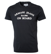 Armani Dark Navy T-Shirt with Printed Logo