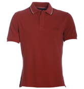 Armani Dark Red Pique Polo Shirt