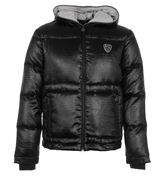 EA7 Black Padded Hooded Jacket