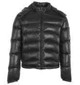 EA7 Black Quilted Hooded Jacket