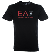 EA7 Black T-Shirt with Printed Design
