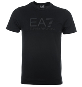 Armani EA7 Black T-Shirt with Rubberised Logo