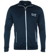 EA7 Blueberry and White Full Zip Sweatshirt