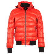 EA7 Bright Red Padded Hooded Jacket