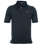 EA7 Dark Slate Stripe Polo Shirt