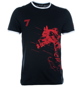 Armani EA7 Dark Slate T-Shirt with Red Print