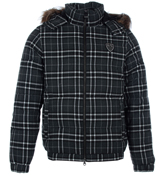 EA7 Grey Check Hooded Jacket