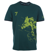 Armani EA7 Olive Green T-Shirt with Yellow Print