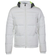 Armani EA7 White Down Hooded Jacket
