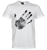 Armani EA7 White T-Shirt with Printed Hand Design